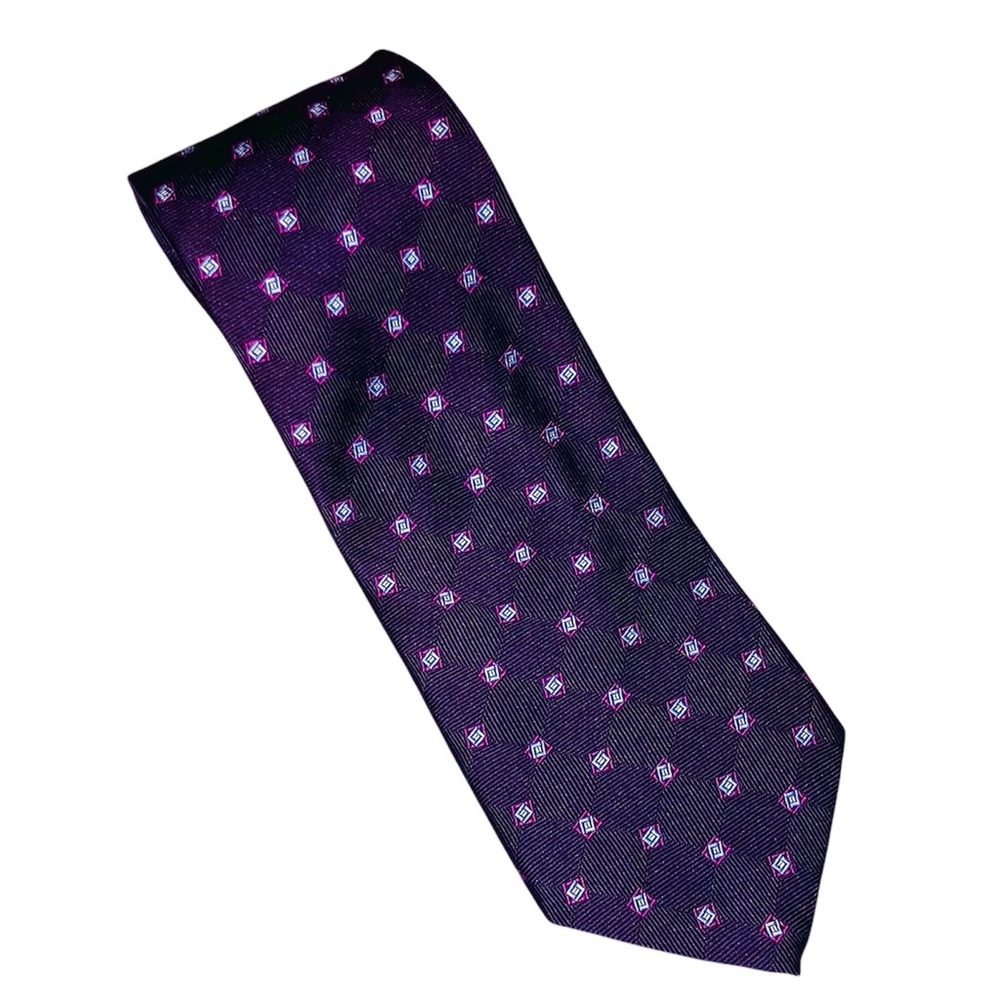 *5 for $25!* Brooks Brothers 100% Silk Tie Made in USA Purple Geometric Squares